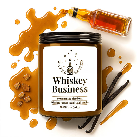 Whiskey Business Candle - Bold Oak, Caramel & Smoky Vanilla (7oz Soy Blend)