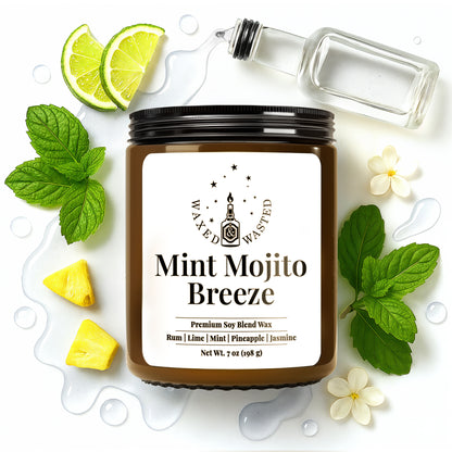 Mint Mojito Breeze Candle - Fresh Lime, Mint & Rum Escape (7oz Soy Blend)