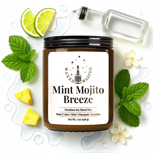 Mint Mojito Breeze Candle - Fresh Lime, Mint & Rum Escape (7oz Soy Blend)