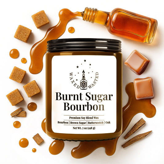 Burnt Sugar Bourbon Candle - A Cozy Pour of Brown Sugar, Butterscotch & Oak (7oz Soy Blend)