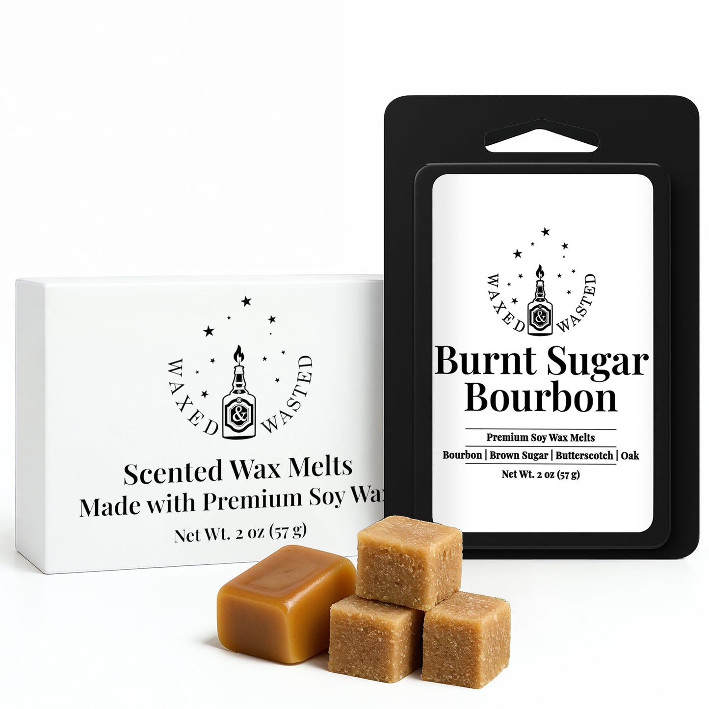 Burnt Sugar Bourbon Wax Melts - Sweet Bourbon, Brown Sugar & Oak Luxury (2oz Snap Cubes)