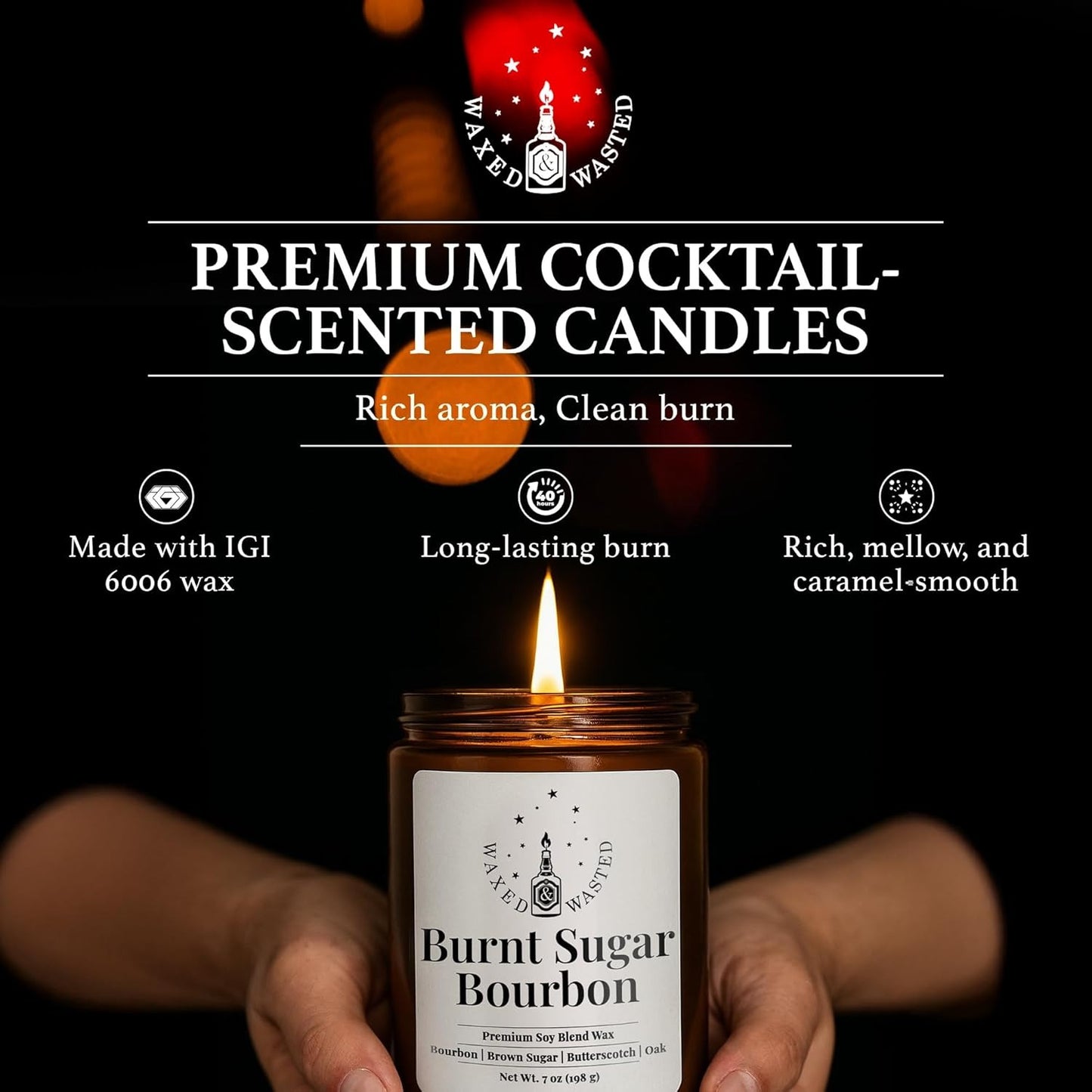 Burnt Sugar Bourbon Candle - A Cozy Pour of Brown Sugar, Butterscotch & Oak (7oz Soy Blend)