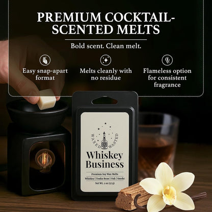 Whiskey Business Wax Melts - Oak & Smoky Vanilla Whiskey Lounge (2oz Snap Cubes)