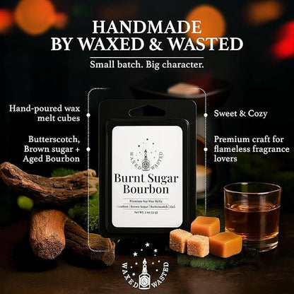 Burnt Sugar Bourbon Wax Melts - Sweet Bourbon, Brown Sugar & Oak Luxury (2oz Snap Cubes)
