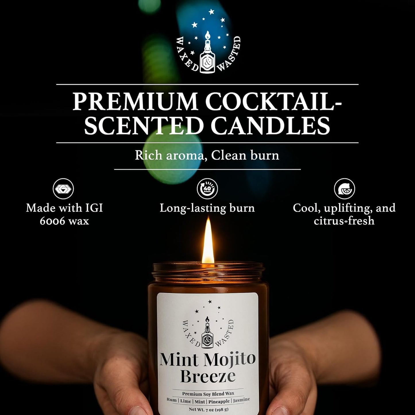 Mint Mojito Breeze Candle - Fresh Lime, Mint & Rum Escape (7oz Soy Blend)