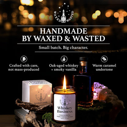 Whiskey Business Candle - Bold Oak, Caramel & Smoky Vanilla (7oz Soy Blend)