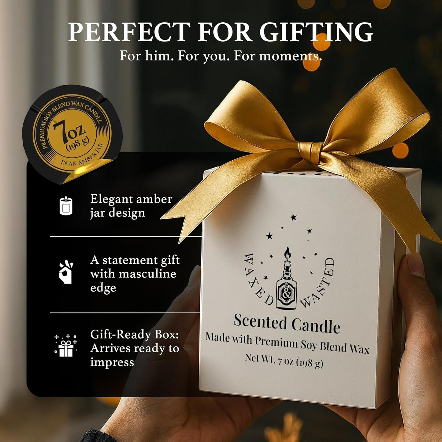 Burnt Sugar Bourbon Candle - A Cozy Pour of Brown Sugar, Butterscotch & Oak (7oz Soy Blend)